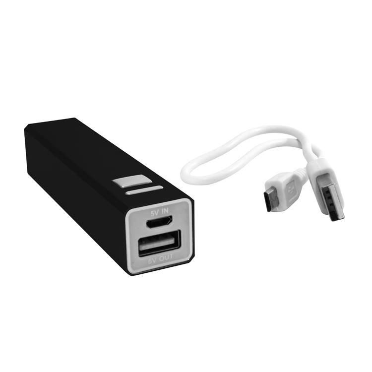 Carregador Portátil / Power bank metálico com cabo USB/micro-USB personalizado