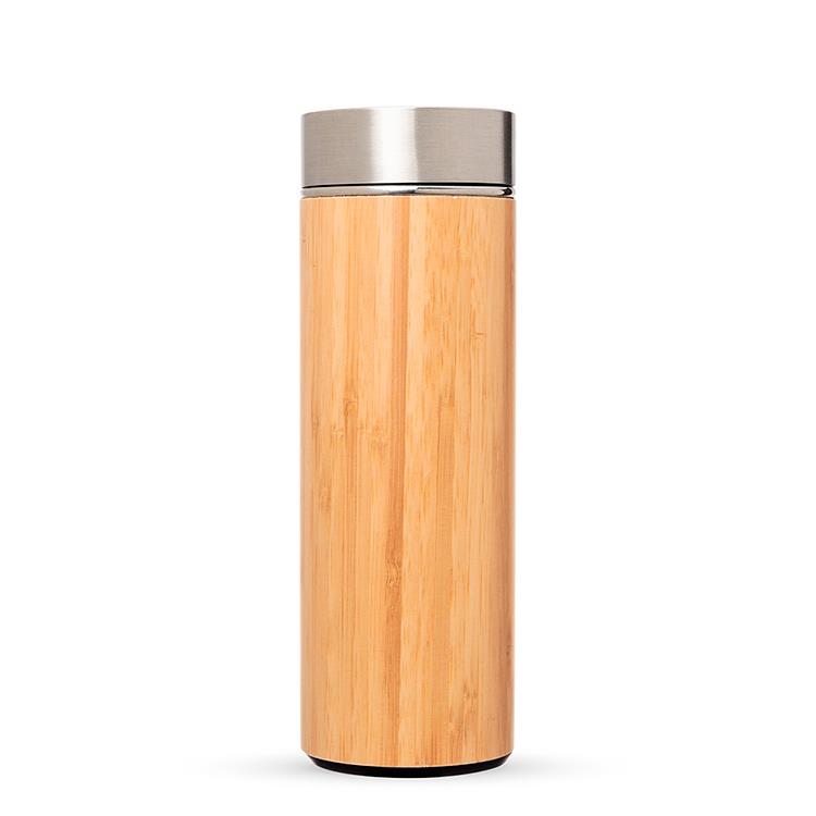 Garrafa térmica personalizada de inox e bambu 400ml Sale